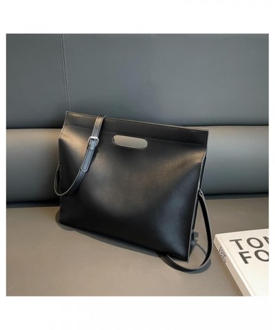 Women's Vintage PU Leather Square Tote Bag Top Handle Shoulder Messenger Bag Black $20.75 Totes