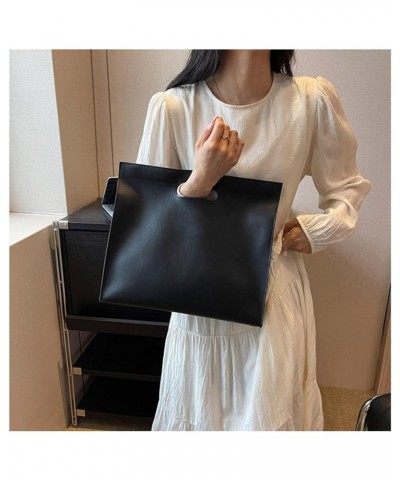 Women's Vintage PU Leather Square Tote Bag Top Handle Shoulder Messenger Bag Black $20.75 Totes