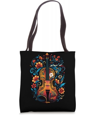 Vintage Violin Musician Music Teacher Elegant Flowers Tote Bag $11.58 Totes