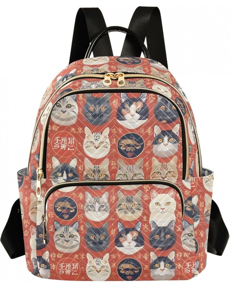 Portraits Of Cats Fashion Backpack Purse for Women, Casual Daypacks, Ladies Gift for Traveling Hiking Multicolor Small $18.19...