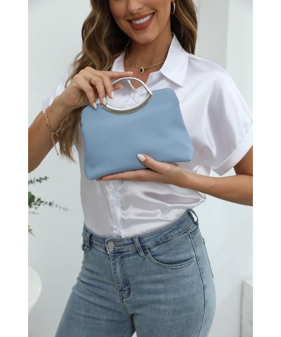 Stylish PU leather Small Prom Handbag Formal Women Party Clutch Dressy Wedding Purse Powder Blue $11.60 Clutches