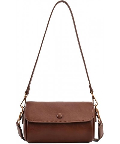 Crossbody Purse for Women Trendy Vintage PU Leather Handbag Shoulder Bag with 2 Straps Brown $20.71 Shoulder Bags