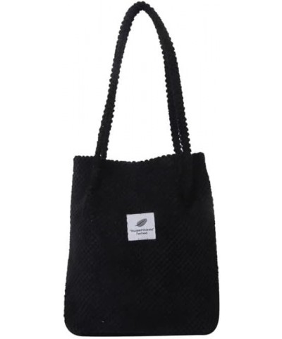 Women Corduroy Tote Bag, Cute Tote Bag Aesthetic Medium Tote Bag Everyday Bag for Work Shopping Travel Black $11.96 Totes