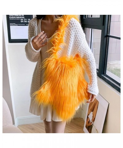 Large Capacity Plush Bag for Women 2023 Autumn and Winter Fluffy Single Shoulder Cross-body Bag Women Bags Yellow $16.12 Shou...