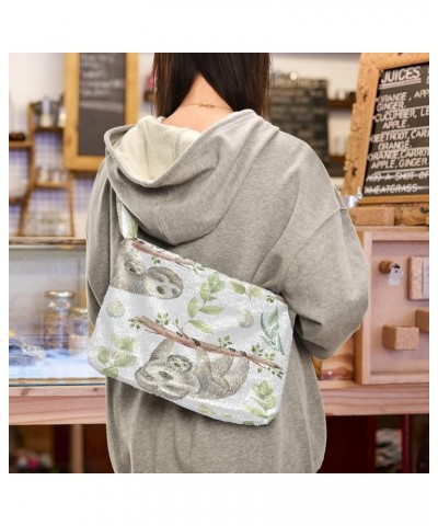 Cute Deer Animals Women's Shoulder Bag, Fur Tote Crossbody Hobo Handbags Watercolor Sloth $12.17 Hobo Bags