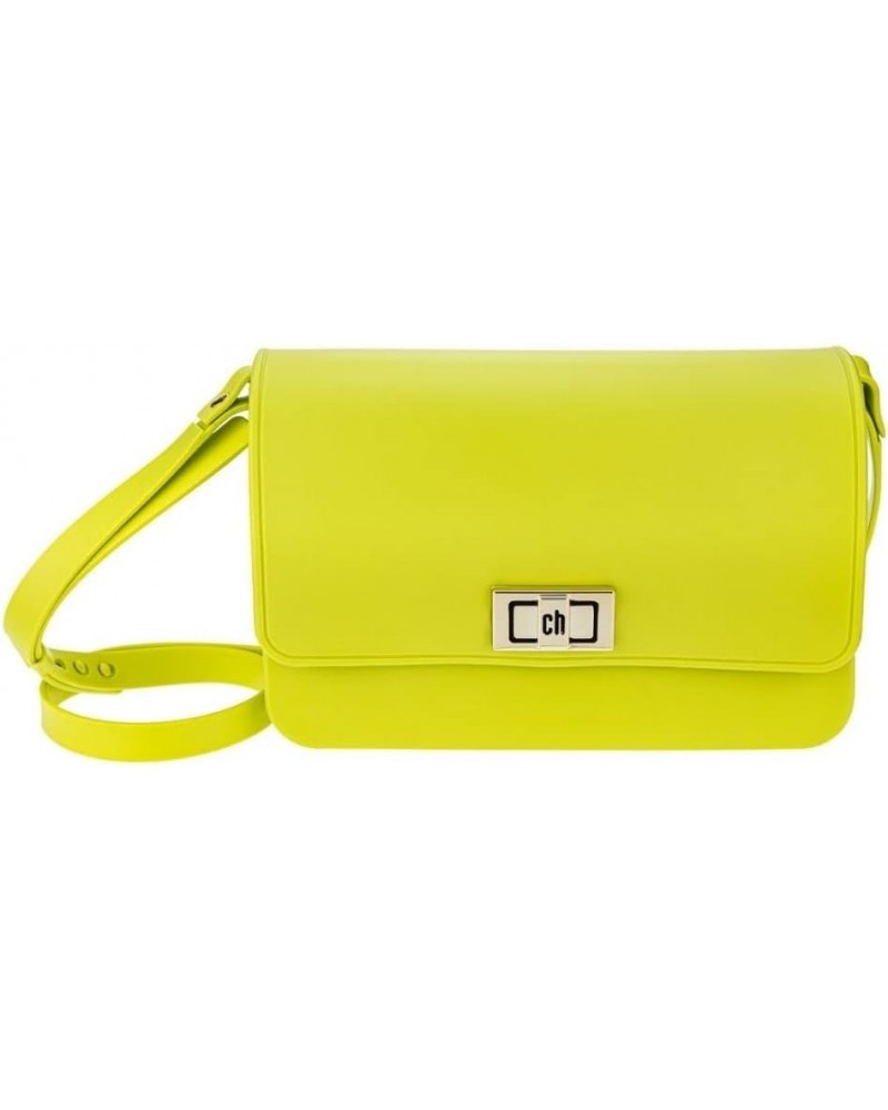 Women's Crossbody Purse With Adjustable Strap | Trendy Plastic Shoulder Bag | Vegan Neon Yellow $17.39 Crossbody Bags