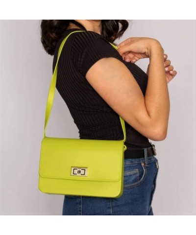 Women's Crossbody Purse With Adjustable Strap | Trendy Plastic Shoulder Bag | Vegan Neon Yellow $17.39 Crossbody Bags