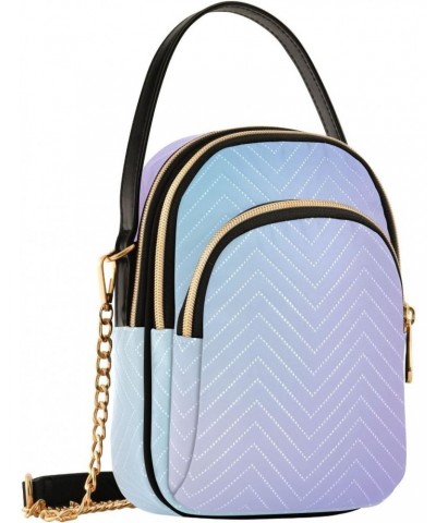 Blue Purple Abstract Design Small Crossbody Bag Functional Multi Pocket Bag Shoulder Handbag $16.81 Crossbody Bags