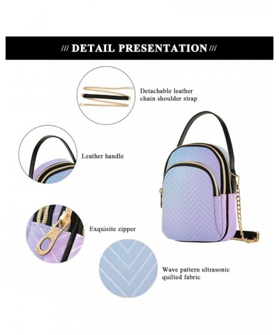 Blue Purple Abstract Design Small Crossbody Bag Functional Multi Pocket Bag Shoulder Handbag $16.81 Crossbody Bags