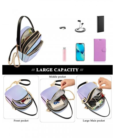 Blue Purple Abstract Design Small Crossbody Bag Functional Multi Pocket Bag Shoulder Handbag $16.81 Crossbody Bags