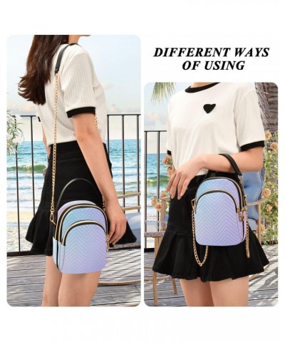 Blue Purple Abstract Design Small Crossbody Bag Functional Multi Pocket Bag Shoulder Handbag $16.81 Crossbody Bags