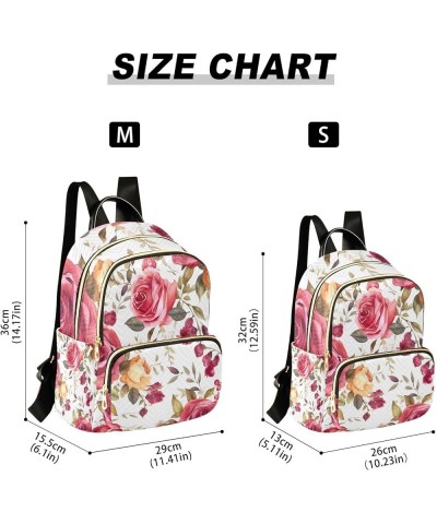 Red Roses Watercolor on White Casual Daypack Backpacks, Woman's Backpack, Festival Backpack for Women, S Red Roses Watercolor...