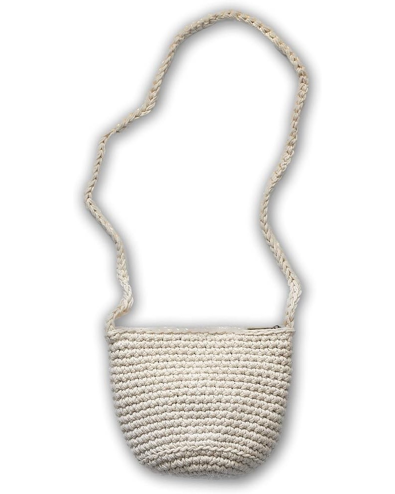 Small Cotton Knitted Shoulder Bag White $18.19 Shoulder Bags