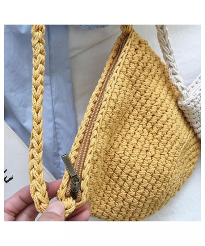 Small Cotton Knitted Shoulder Bag White $18.19 Shoulder Bags