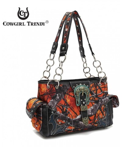 Western Style Camouflage Belt Buckle Rhinestone Concealed Carry Purse Women Handbag Country Shoulder Bag (Fire) $30.75 Should...