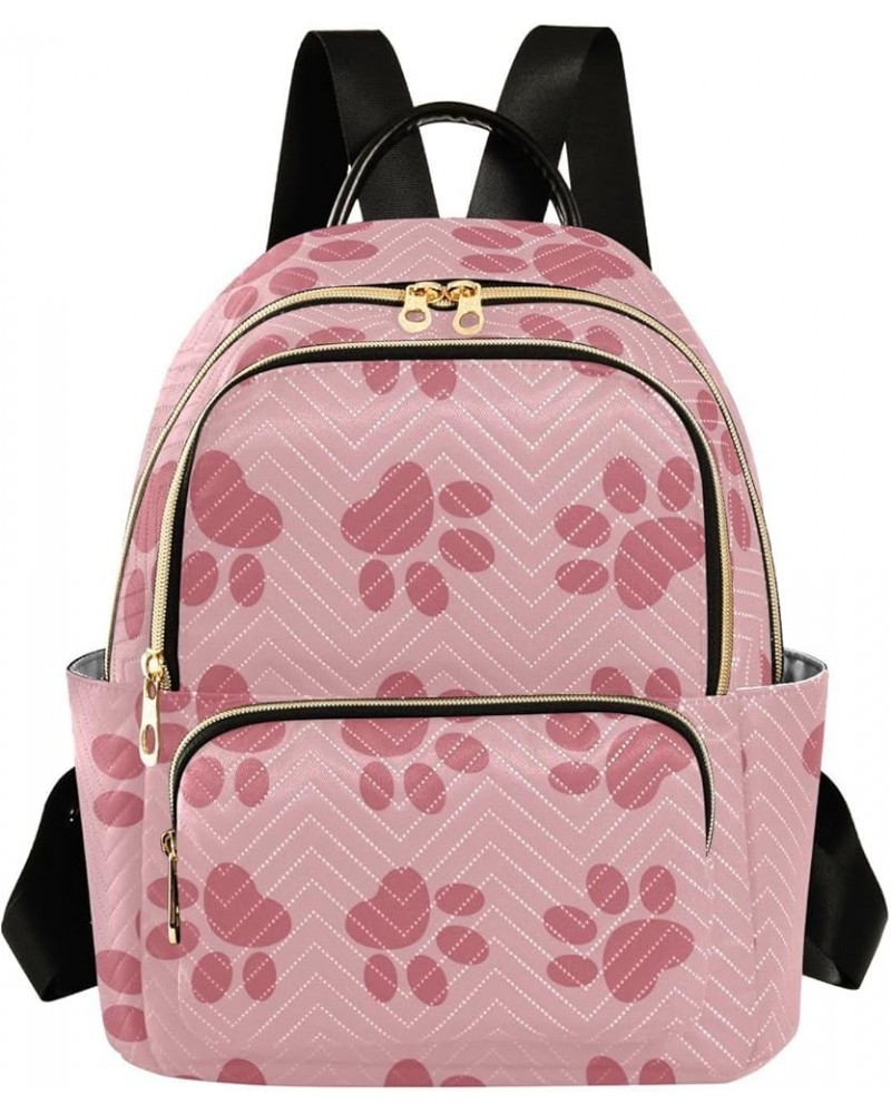 Pink Bear Claw Marks Fashion Travel Backpack for Women Multi Pockets Lightweight Purse for Women-M Multicolor Small $18.19 Ba...