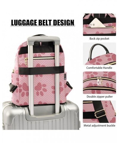 Pink Bear Claw Marks Fashion Travel Backpack for Women Multi Pockets Lightweight Purse for Women-M Multicolor Small $18.19 Ba...