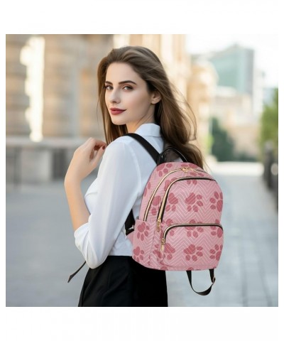 Pink Bear Claw Marks Fashion Travel Backpack for Women Multi Pockets Lightweight Purse for Women-M Multicolor Small $18.19 Ba...