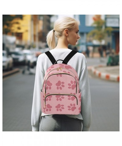 Pink Bear Claw Marks Fashion Travel Backpack for Women Multi Pockets Lightweight Purse for Women-M Multicolor Small $18.19 Ba...