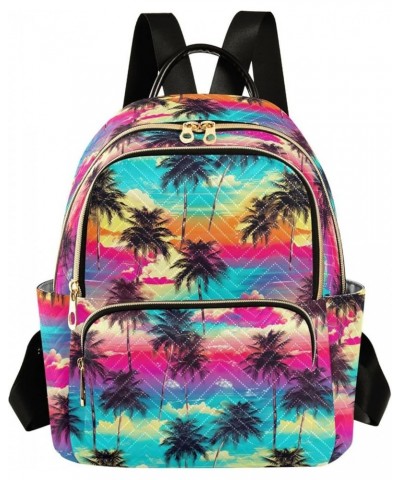 Tropical Palm Tree Tie Dye Backpack Purse for Women Small Travel Bag Fashion Daypack M 202a3551 M(11.4"x6.1"x14.17") 202a3551...