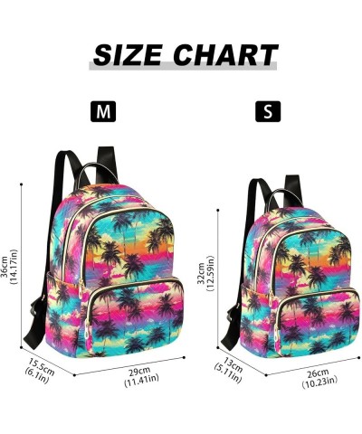 Tropical Palm Tree Tie Dye Backpack Purse for Women Small Travel Bag Fashion Daypack M 202a3551 M(11.4"x6.1"x14.17") 202a3551...