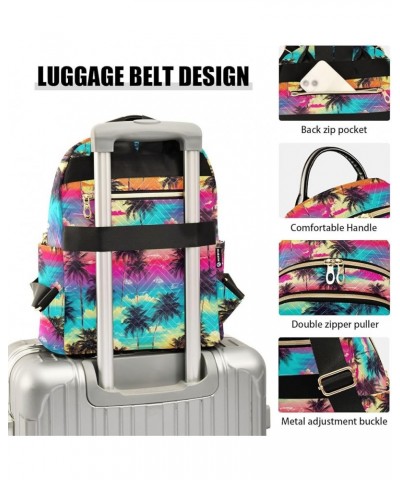 Tropical Palm Tree Tie Dye Backpack Purse for Women Small Travel Bag Fashion Daypack M 202a3551 M(11.4"x6.1"x14.17") 202a3551...