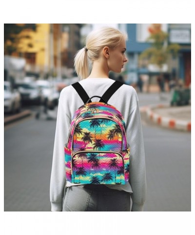 Tropical Palm Tree Tie Dye Backpack Purse for Women Small Travel Bag Fashion Daypack M 202a3551 M(11.4"x6.1"x14.17") 202a3551...