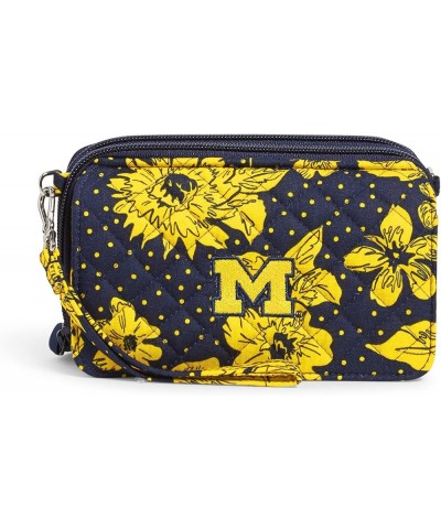 Cotton Collegiate All in One Crossbody Purse with RFID Protection (Multiple Teams Available) University of Michigan Navy/Gold...