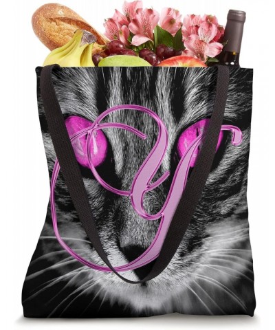 Y Pink Cat Eye Kitten Kitty Pet Animal Initial Letter Name Tote Bag $12.02 Totes