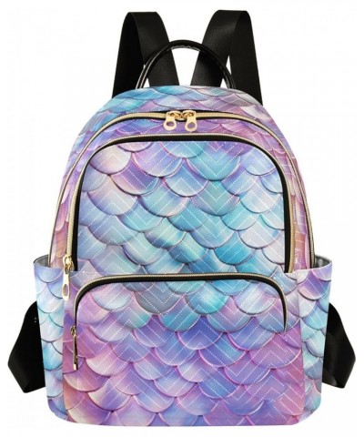 Pink Gradient Mermaid Scales Fashion Travel Backpack for Women Multi Pockets Lightweight Purse for Women-M Multicolor Small $...