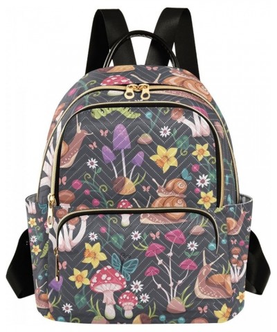 Small Backpack for Women Travel Bag Mushrooms Snails Flowers Daypack Purse Fashion Shoulder Bag Rucksack Medium B129 $11.18 B...