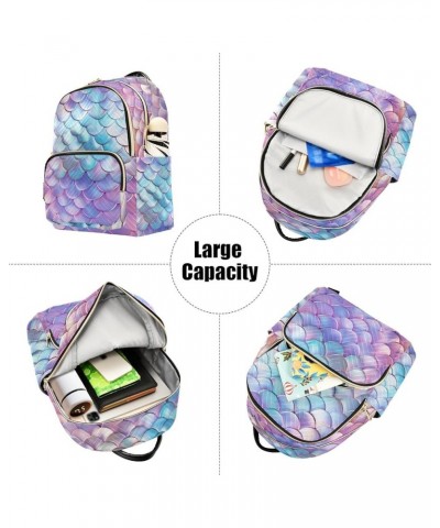 Pink Gradient Mermaid Scales Fashion Travel Backpack for Women Multi Pockets Lightweight Purse for Women-M Multicolor Small $...