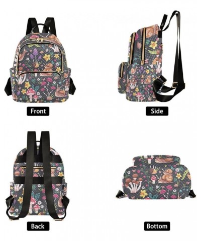 Small Backpack for Women Travel Bag Mushrooms Snails Flowers Daypack Purse Fashion Shoulder Bag Rucksack Medium B129 $11.18 B...