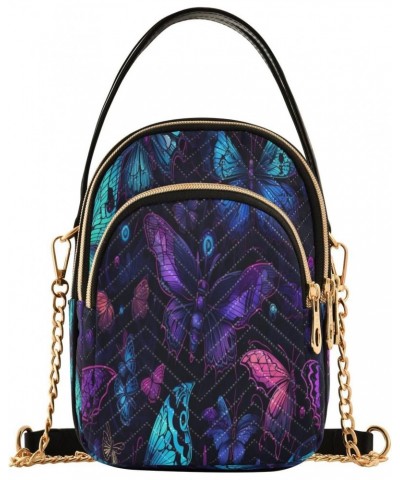 Crossbody Bags Crossbody Purse Chest Bag Purple Blue Green Butterfly for Women Trendy $13.23 Shoulder Bags