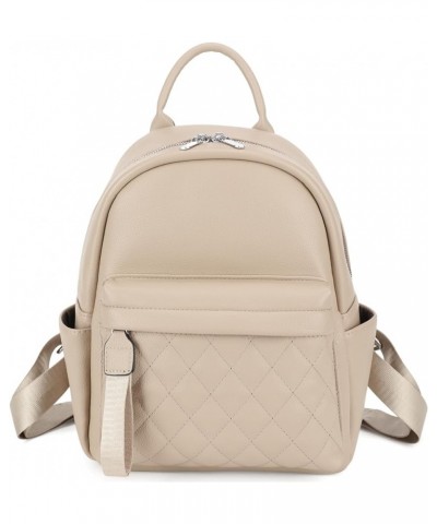 Women Fashion Backpacks Mini Purse Backpack Vegan Leather Small Size Quilted Little Daypack Bag Khaki $26.17 Backpacks