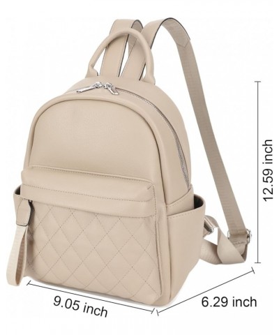 Women Fashion Backpacks Mini Purse Backpack Vegan Leather Small Size Quilted Little Daypack Bag Khaki $26.17 Backpacks