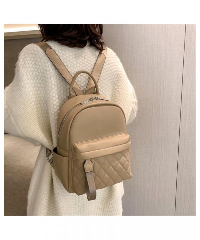 Women Fashion Backpacks Mini Purse Backpack Vegan Leather Small Size Quilted Little Daypack Bag Khaki $26.17 Backpacks