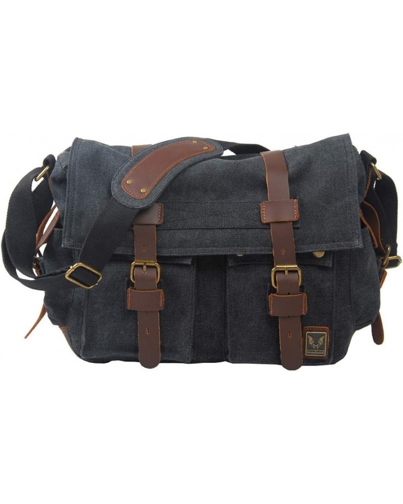 Vintage Canvas Crossbody Bag Casual Unisex Satchel Shoulder Bags/24 Carbon Black $46.10 Satchels