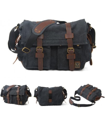 Vintage Canvas Crossbody Bag Casual Unisex Satchel Shoulder Bags/24 Carbon Black $46.10 Satchels