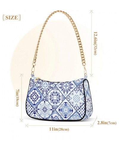 Vintage Blue Mandala Shoulder Bag for Women Small Purse Fashion Clutch Handbag Shoulder Purse with Chain Strap for Mum Women ...