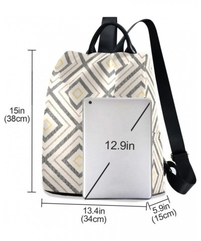 Backpack Purse for Women Fashion Travel Anti-theft Grey Rhombus Bohemian Daypack Casual Shoulder Bag Medium Size $21.80 Backp...