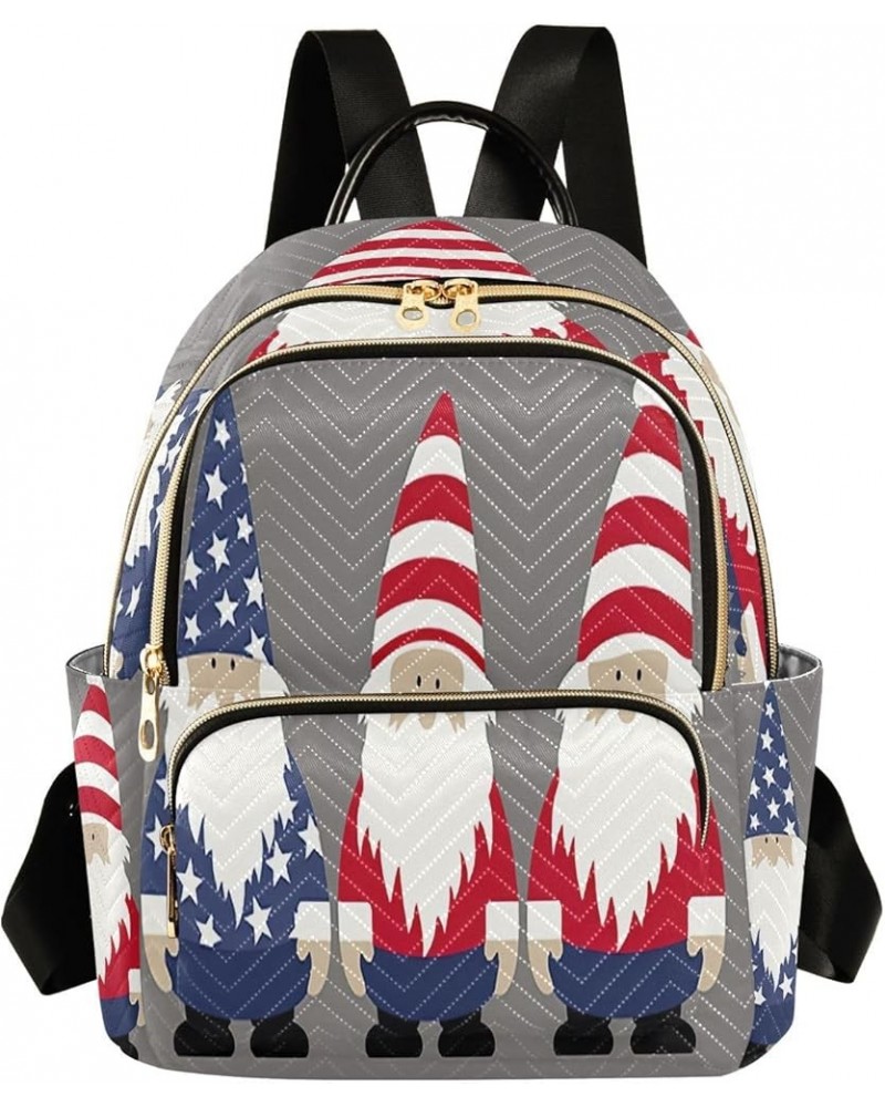 Gnome Us Flag Quilted Backpack for Women Travel Bag Shoulder Bags Purse for Daily Nurse Work S Medium $15.19 Backpacks