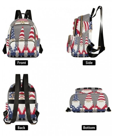 Gnome Us Flag Quilted Backpack for Women Travel Bag Shoulder Bags Purse for Daily Nurse Work S Medium $15.19 Backpacks