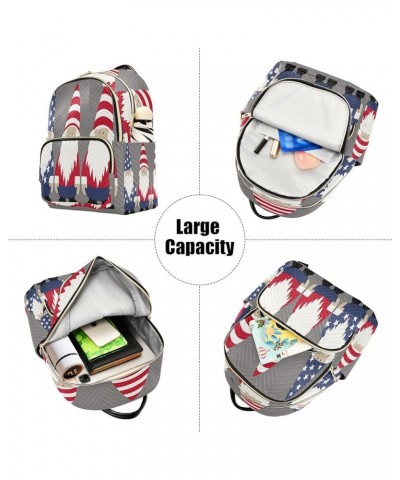 Gnome Us Flag Quilted Backpack for Women Travel Bag Shoulder Bags Purse for Daily Nurse Work S Medium $15.19 Backpacks