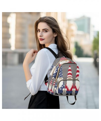 Gnome Us Flag Quilted Backpack for Women Travel Bag Shoulder Bags Purse for Daily Nurse Work S Medium $15.19 Backpacks