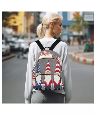 Gnome Us Flag Quilted Backpack for Women Travel Bag Shoulder Bags Purse for Daily Nurse Work S Medium $15.19 Backpacks