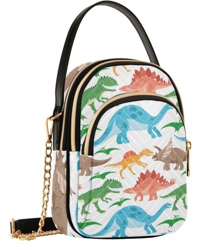 Mini Bag with Strap Cute Animals Quilted Women's Shoulder Purses PU Leather Ladies Crossbody Purse Colorful Dinosaurs $10.66 ...