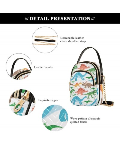 Mini Bag with Strap Cute Animals Quilted Women's Shoulder Purses PU Leather Ladies Crossbody Purse Colorful Dinosaurs $10.66 ...