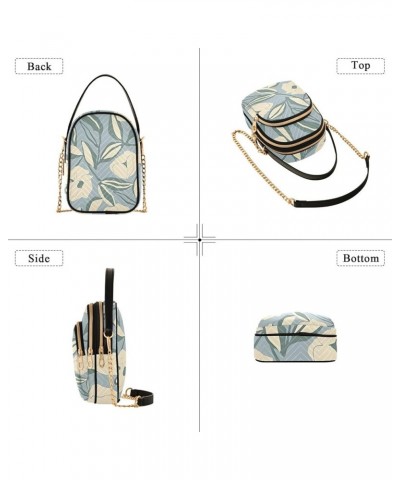 Watercolor Tropical Leaf Palm Small Phone Wallet Bag PU Leather Shoulder Handbag Women Quilted Lady Crossbody Purse Flower Le...