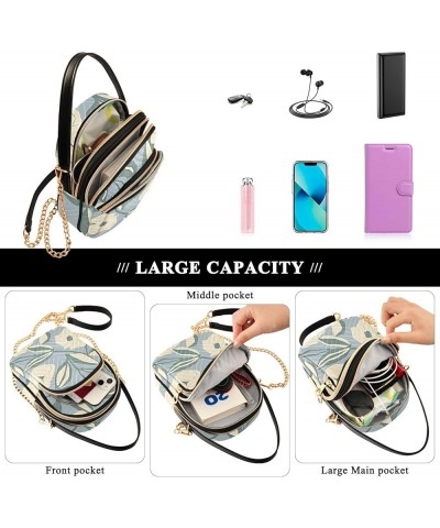 Watercolor Tropical Leaf Palm Small Phone Wallet Bag PU Leather Shoulder Handbag Women Quilted Lady Crossbody Purse Flower Le...